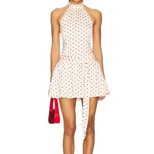 COPY - Polka Dot Halter Dress - White and Red